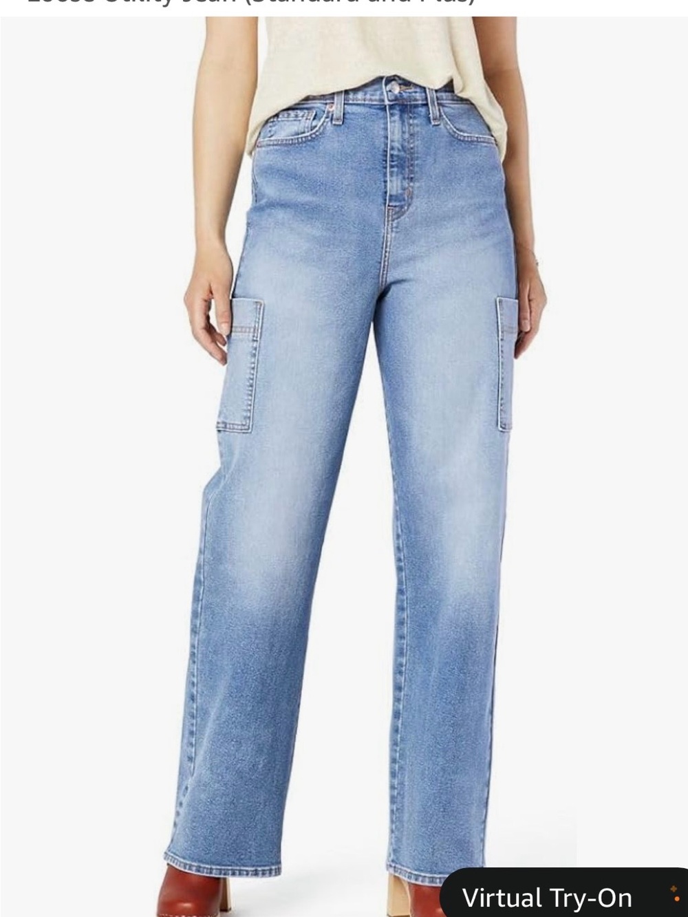 Signature LEVI Light Blue Wide-Leg , High Waisted Cargo Jeans - Women